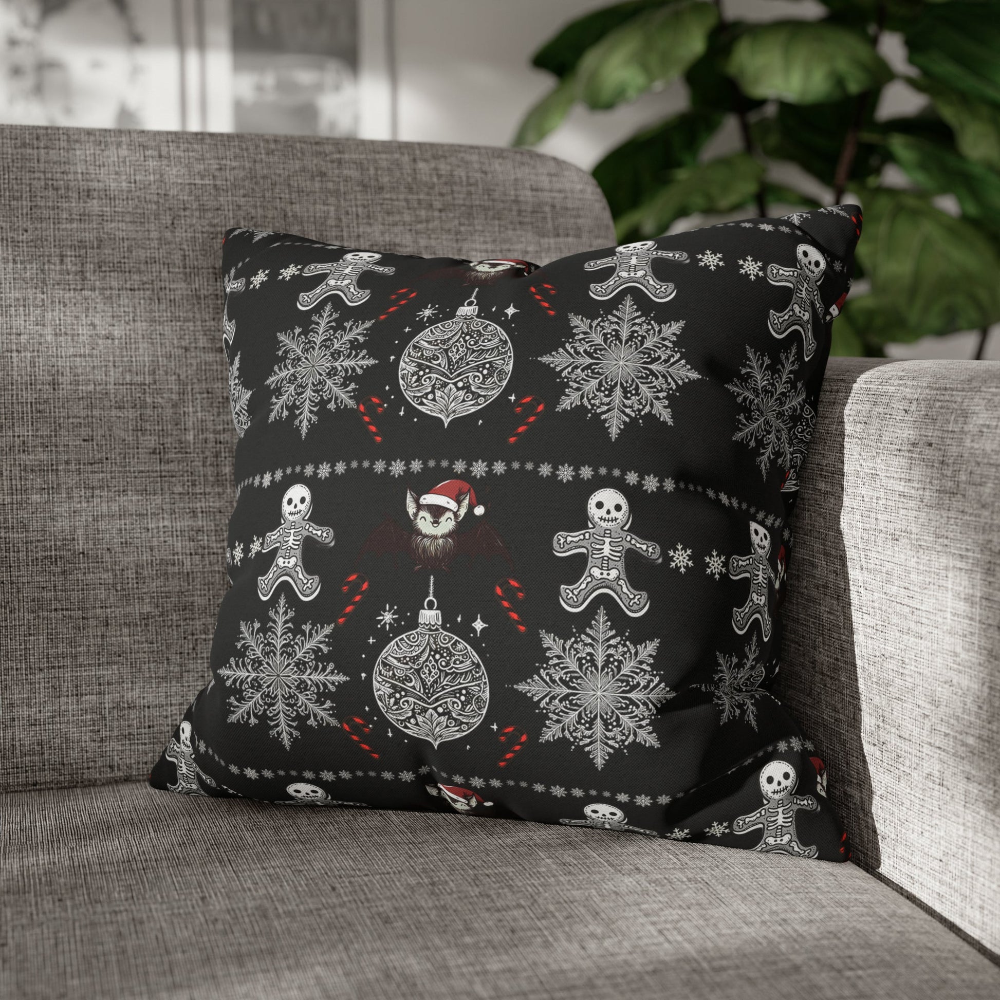Spooky Christmas Square Pillow CaseHome DecorVTZdesigns18" × 18"All Over PrintAOPbats