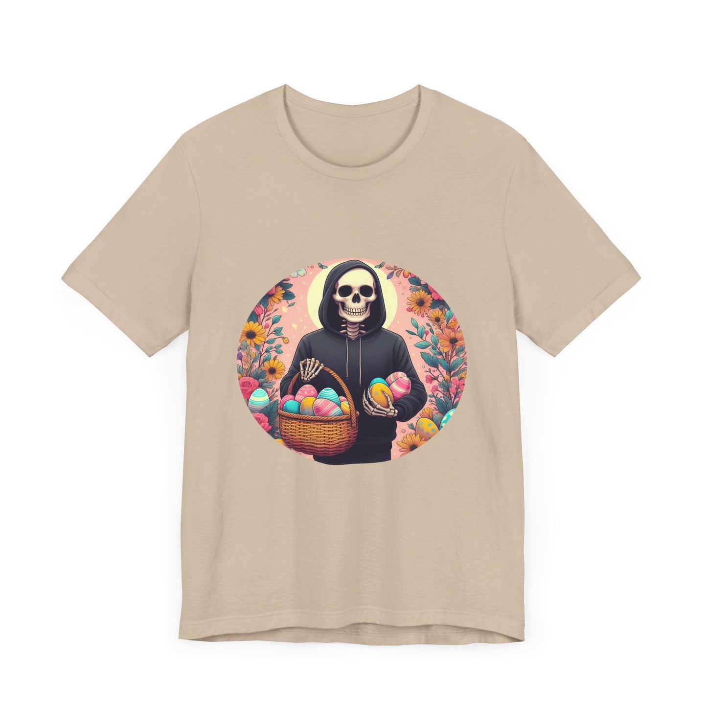 Spooky Easter Skeleton Short Sleeve Tee ShirtT - ShirtVTZdesignsTanXSCottonCrew neckDTG