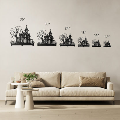 Spooky House Metal SignWall ArtVTZdesignsBlack12 InchArt & Wall Decordarkdark academia