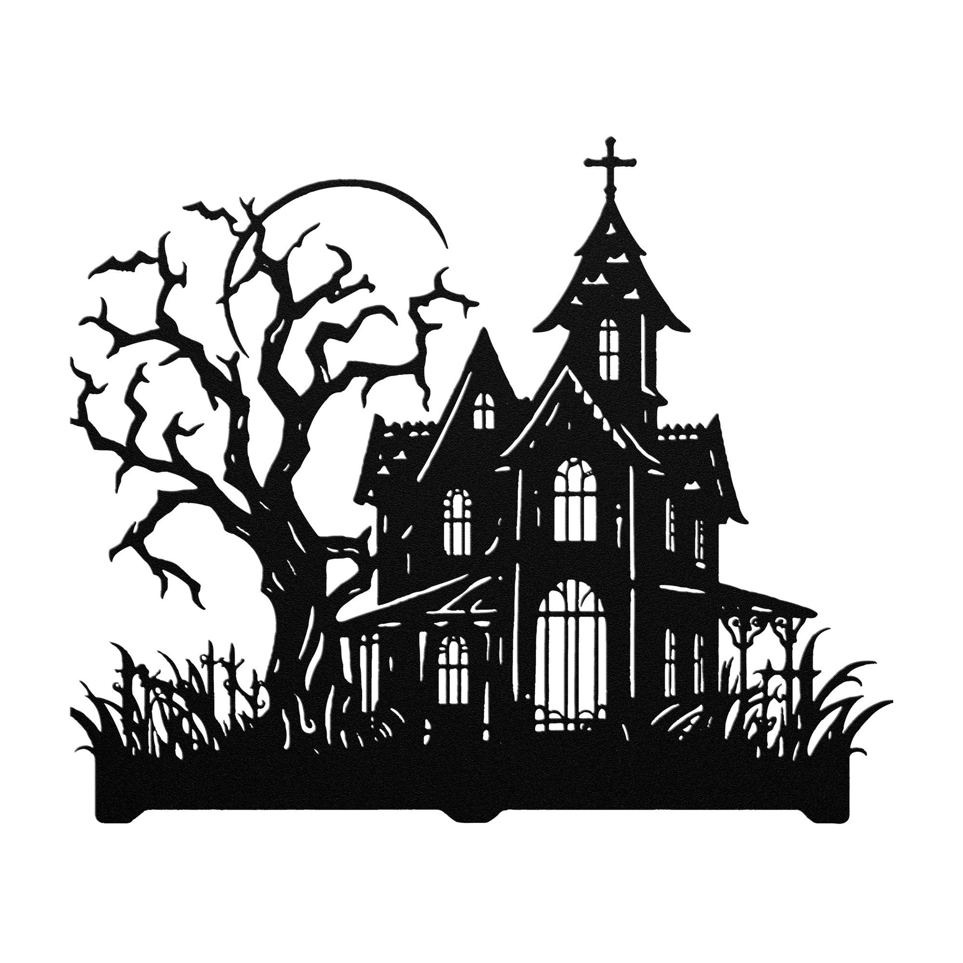 Spooky House Metal SignWall ArtVTZdesignsBlack12 InchArt & Wall Decordarkdark academia