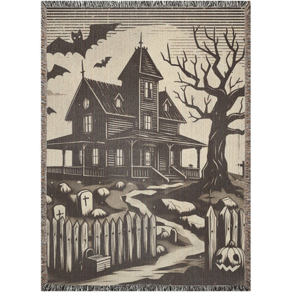 Spooky House Woven Blanket Tapestry ThrowblanketsVTZdesigns52x37 inchPhotoblanketBlanketscemetery