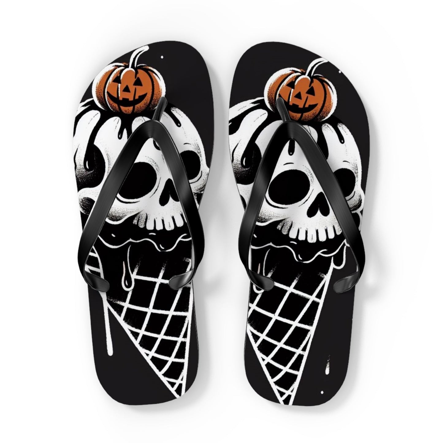 Spooky Ice Cream Cone Flip FlopsShoesVTZdesignsXLBlack soleflipflopsfootweargothic