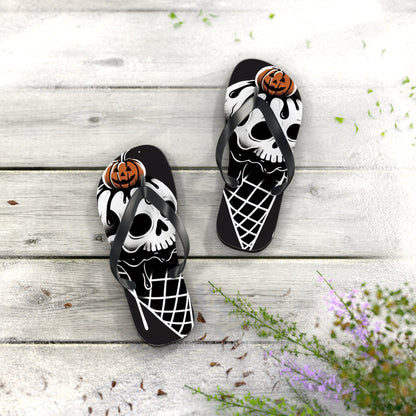 Spooky Ice Cream Cone Flip FlopsShoesVTZdesignsXLBlack soleflipflopsfootweargothic