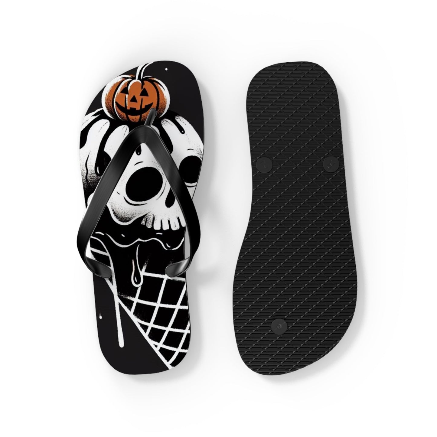 Spooky Ice Cream Cone Flip FlopsShoesVTZdesignsXLBlack soleflipflopsfootweargothic