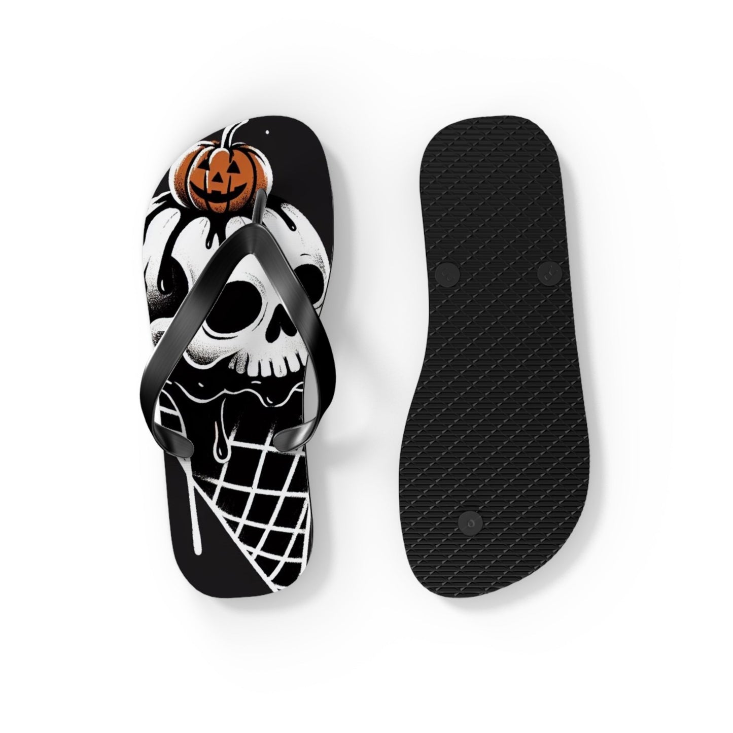 Spooky Ice Cream Cone Flip FlopsShoesVTZdesignsXLBlack soleflipflopsfootweargothic