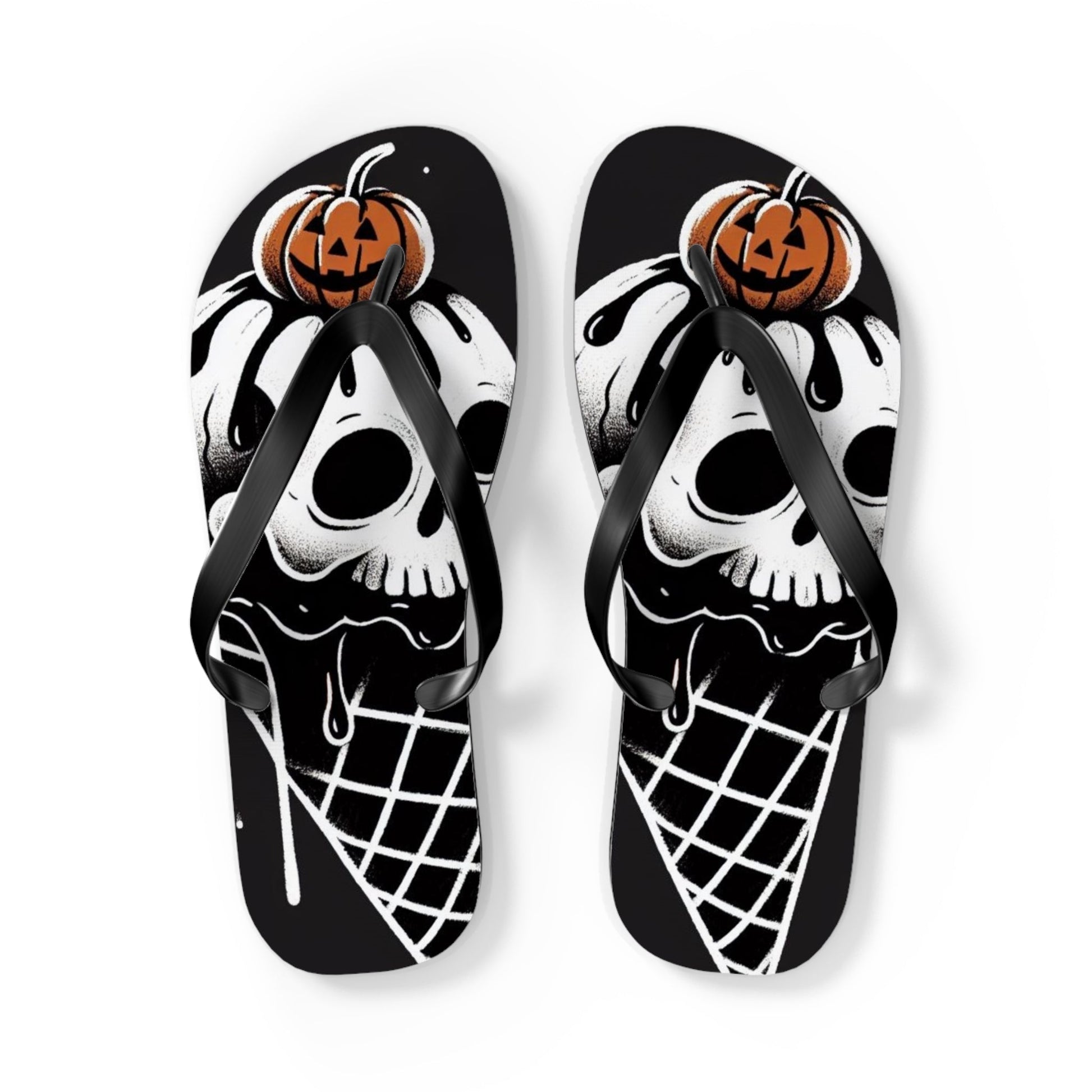 Spooky Ice Cream Cone Flip FlopsShoesVTZdesignsLBlack soleflipflopsfootweargothic