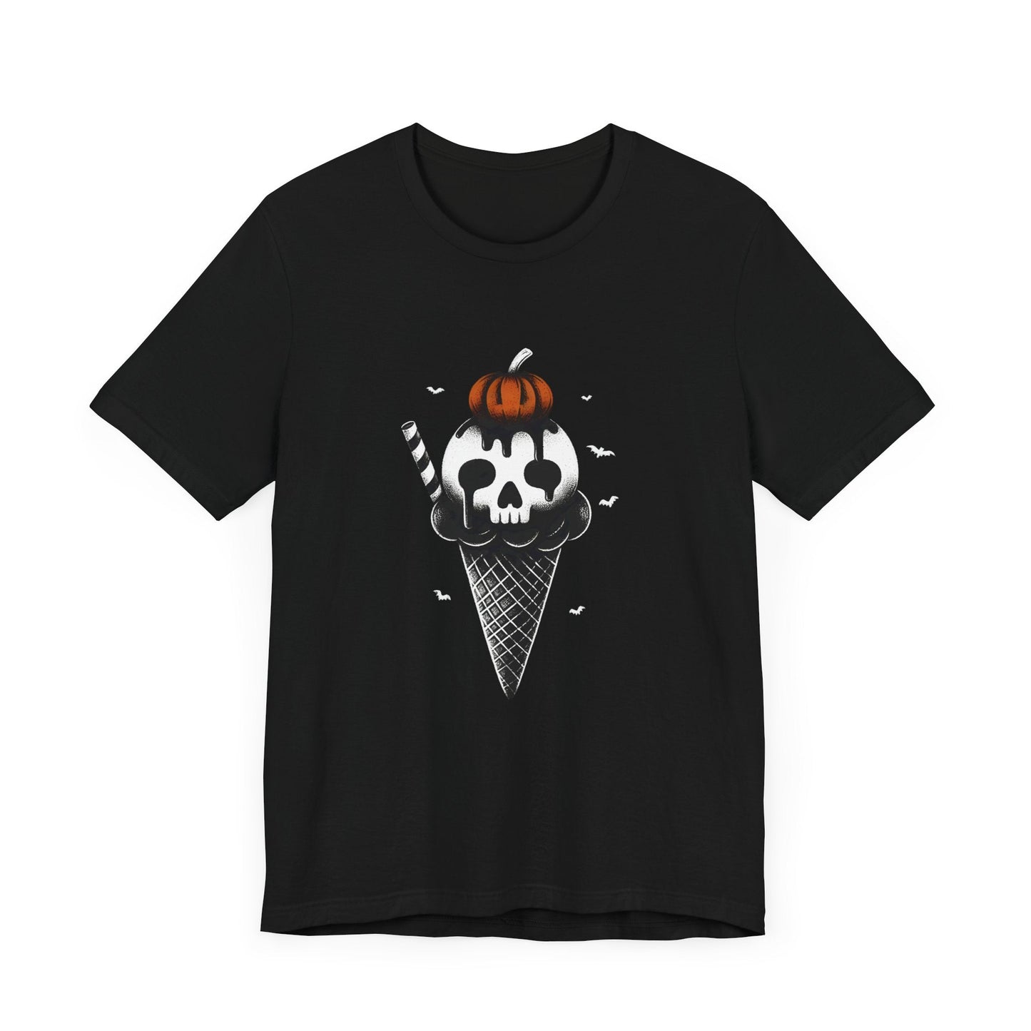 Spooky Ice Cream Cone Short Sleeve Tee ShirtT - ShirtVTZdesignsBlackXSclothingCottonCrew neck