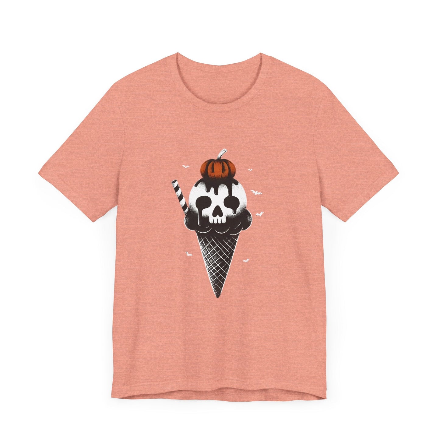 Spooky Ice Cream Cone Short Sleeve Tee ShirtT - ShirtVTZdesignsHeather SunsetXSclothingCottonCrew neck