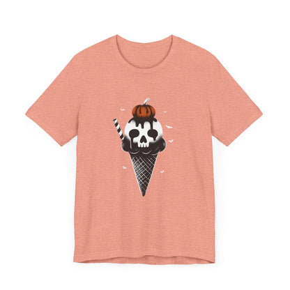 Spooky Ice Cream Cone Short Sleeve Tee ShirtT - ShirtVTZdesignsHeather SunsetXSclothingCottonCrew neck