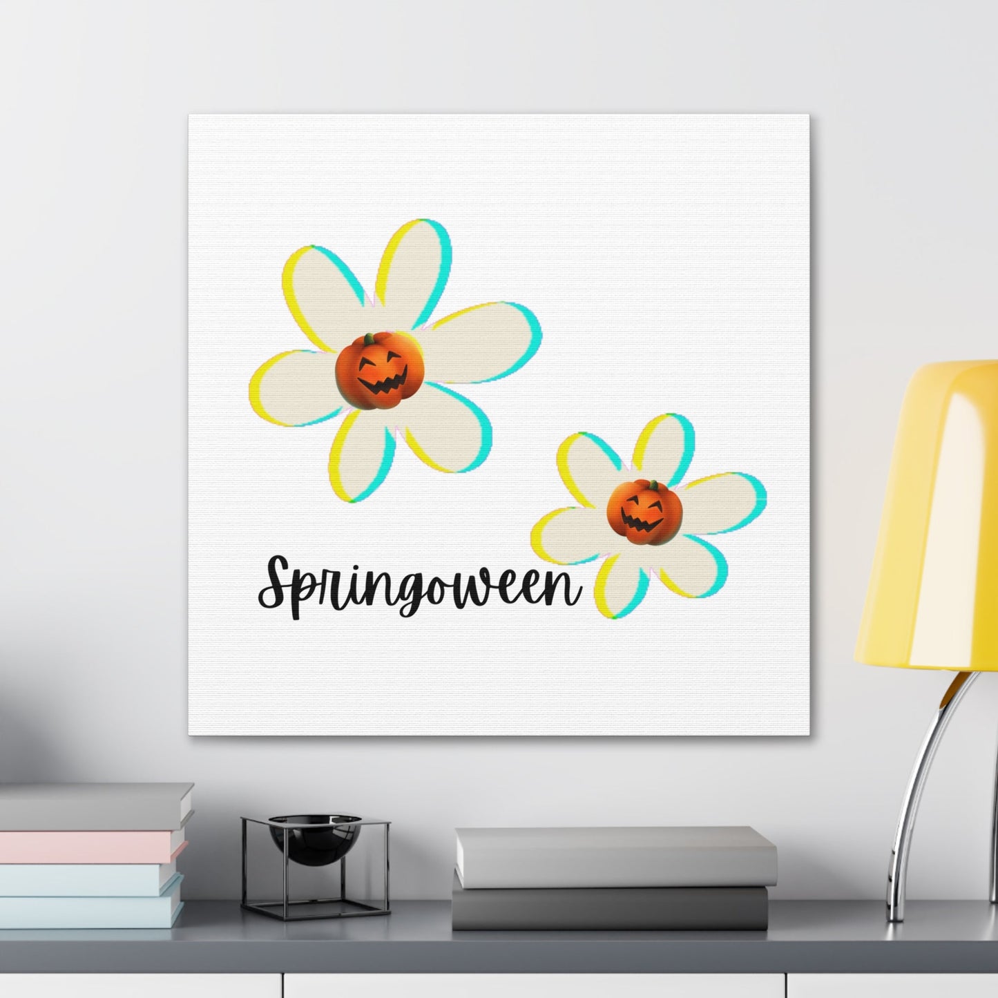 Springoween Pumpkin Daisies Canvas Gallery WrapsCanvasVTZdesigns7″ x 5″Premium Gallery Wraps (1.25″)Art & Wall DecorCanvasdaisies