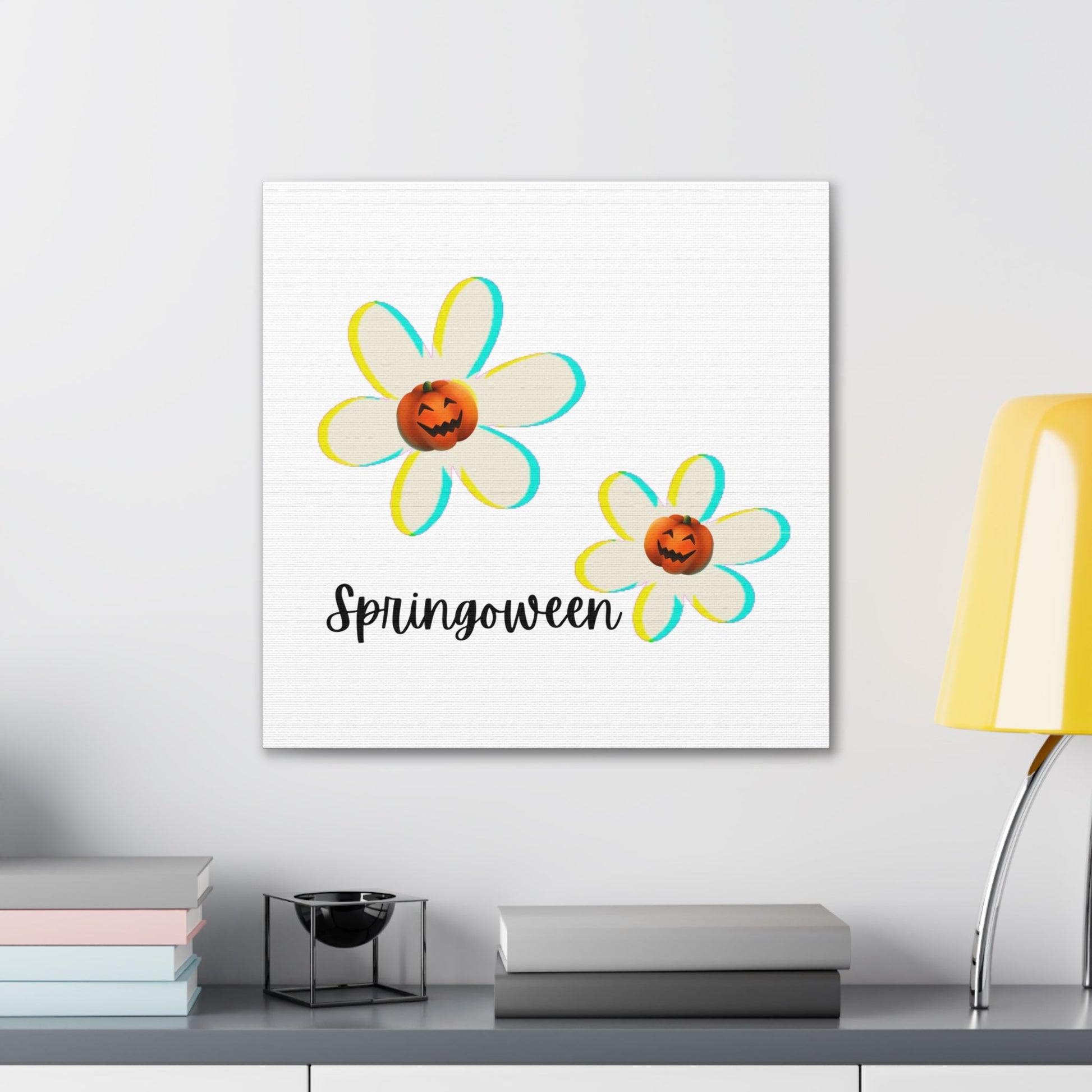 Springoween Pumpkin Daisies Canvas Gallery WrapsCanvasVTZdesigns7″ x 5″Premium Gallery Wraps (1.25″)Art & Wall DecorCanvasdaisies