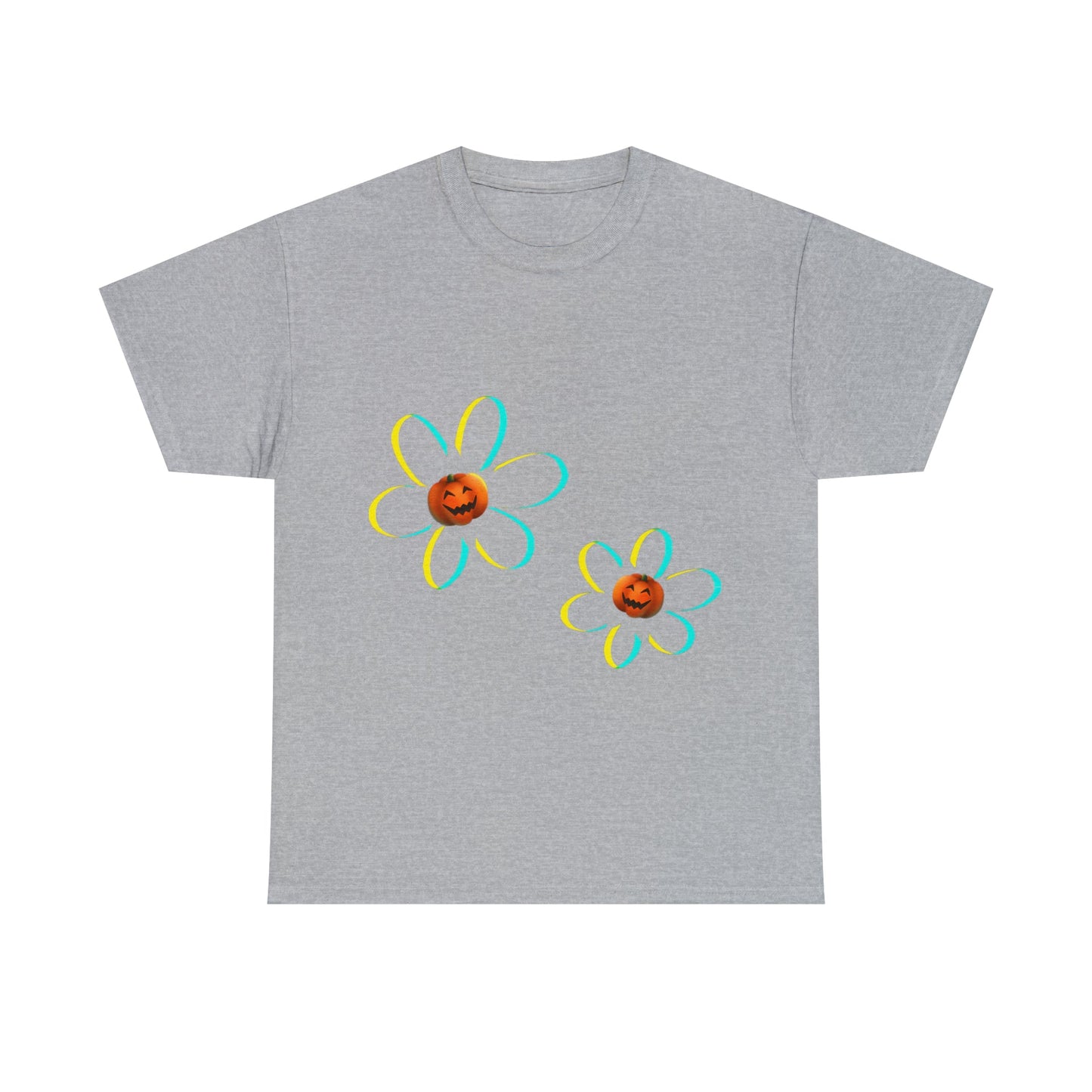 Springoween Pumpkin Daisies Tee ShirtT - ShirtVTZdesignsSport GreySCrew neckdaisyDTG