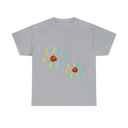 Springoween Pumpkin Daisies Tee ShirtT - ShirtVTZdesignsSport GreySCrew neckdaisyDTG