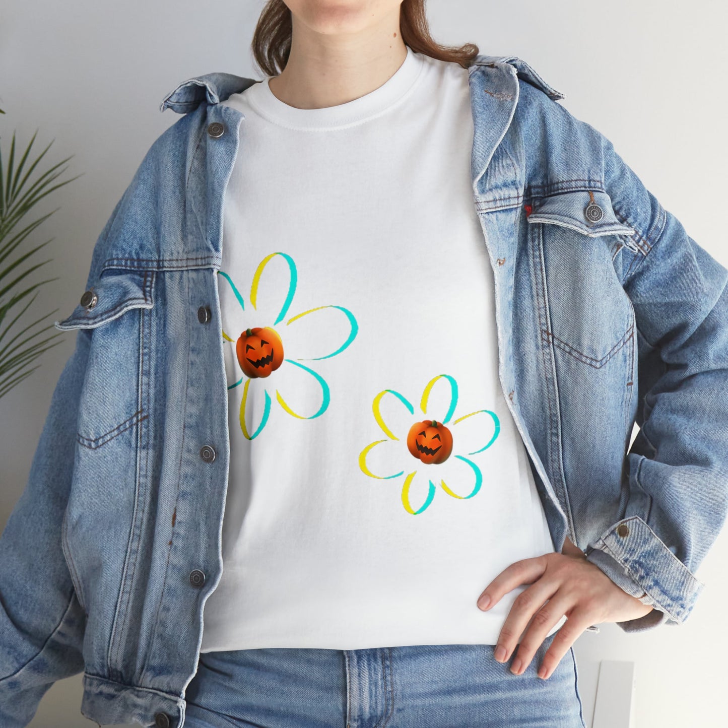 Springoween Pumpkin Daisies Tee ShirtT - ShirtVTZdesignsSport GreySCrew neckdaisyDTG