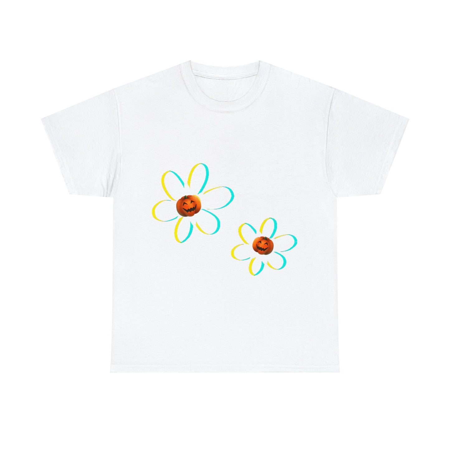 Springoween Pumpkin Daisies Tee ShirtT - ShirtVTZdesignsWhiteSCrew neckdaisyDTG