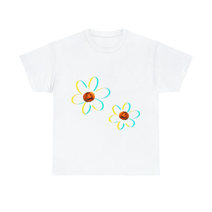 Springoween Pumpkin Daisies Tee ShirtT - ShirtVTZdesignsWhiteSCrew neckdaisyDTG