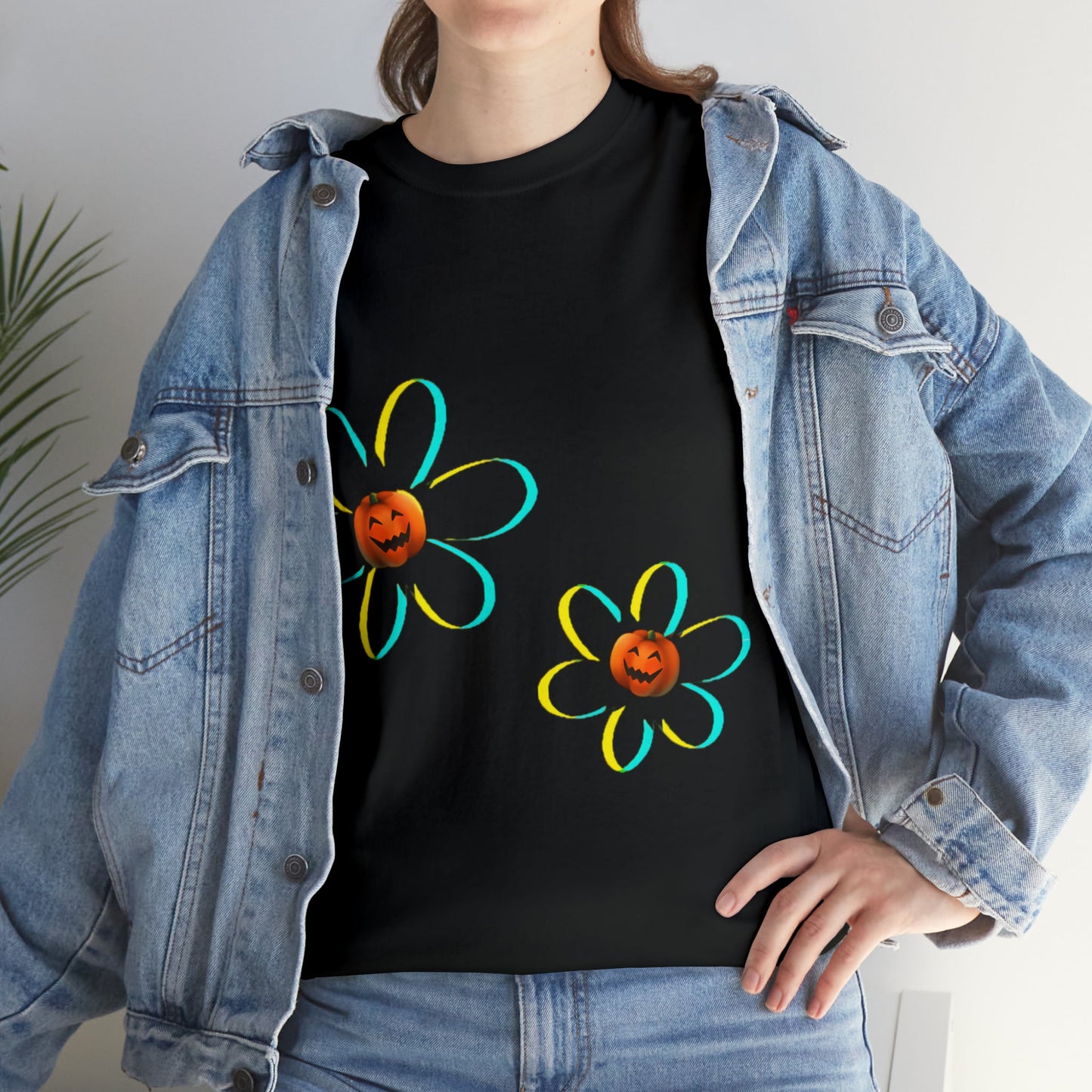 Springoween Pumpkin Daisies Tee ShirtT - ShirtVTZdesignsSport GreySCrew neckdaisyDTG