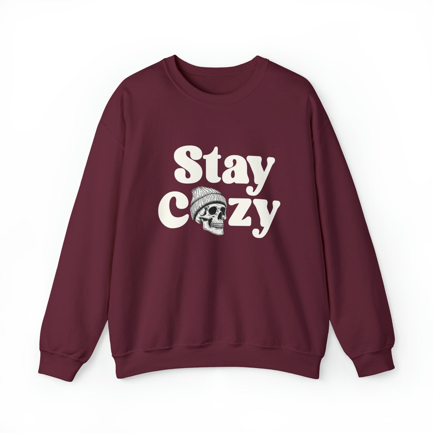 Stay Cozy Pullover Crewneck SweatshirtSweatshirtVTZdesignsSMaroonbeaniechristmasclothing