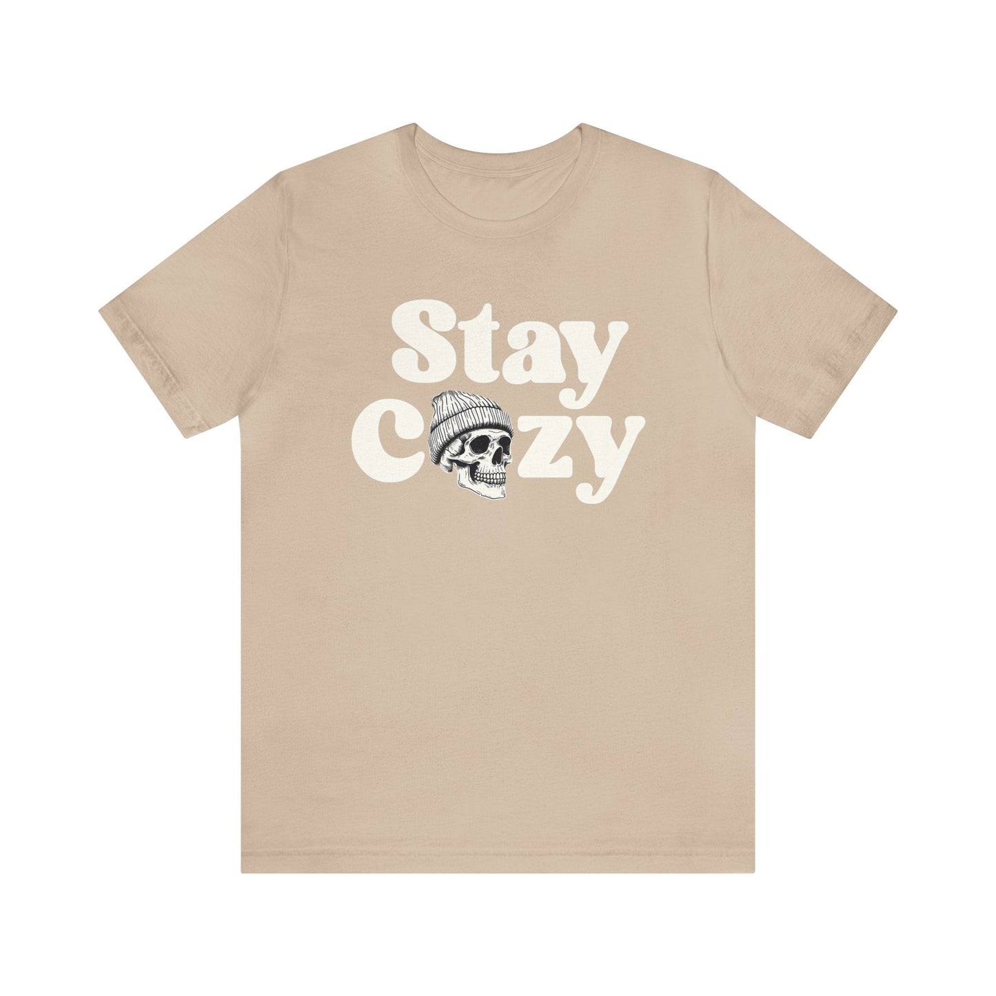 Stay Cozy Skull Short Sleeve Tee ShirtT - ShirtVTZdesignsTanXSbeaniechristmasclothing
