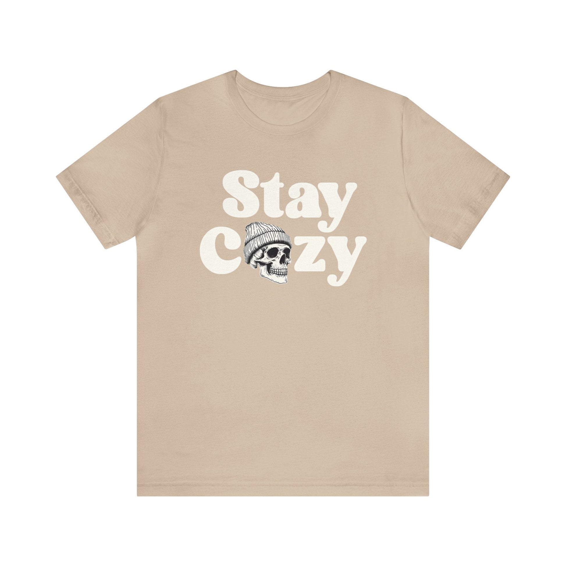Stay Cozy Skull Short Sleeve Tee ShirtT - ShirtVTZdesignsTanXSbeaniechristmasclothing