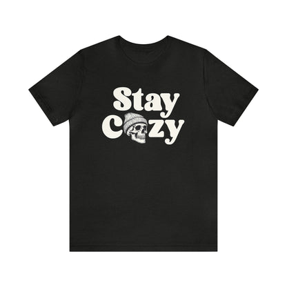 Stay Cozy Skull Short Sleeve Tee ShirtT - ShirtVTZdesignsBlack HeatherXSbeaniechristmasclothing