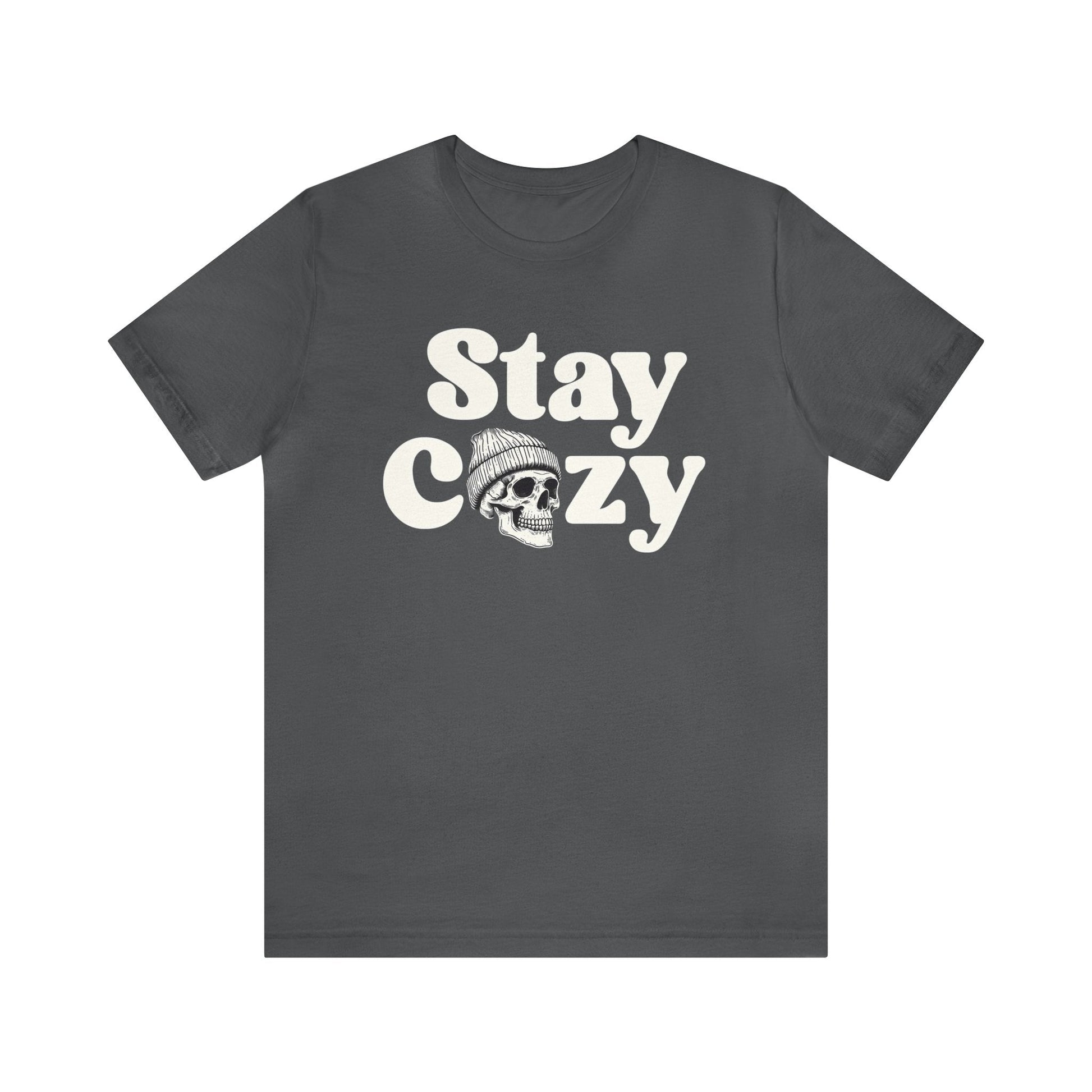 Stay Cozy Skull Short Sleeve Tee ShirtT - ShirtVTZdesignsAsphaltXSbeaniechristmasclothing