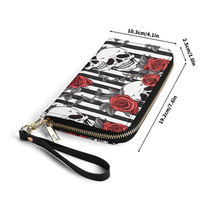 Striped Skulls and Roses Leather WalletVTZdesignsBlackblacgothgothic