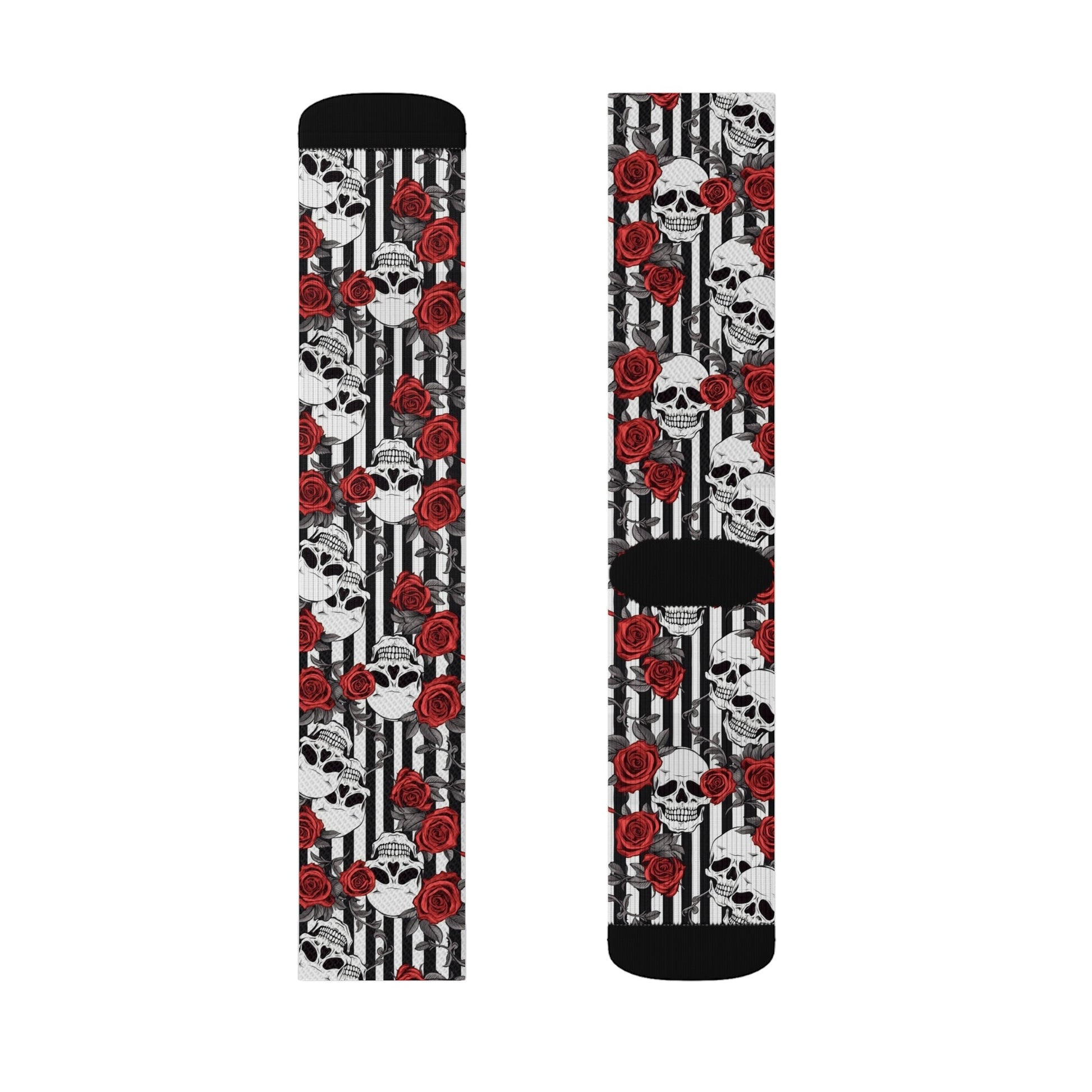 Striped Skulls and Roses Sublimation SocksAll Over PrintsVTZdesignsLAccessoriesAll Over PrintAOP