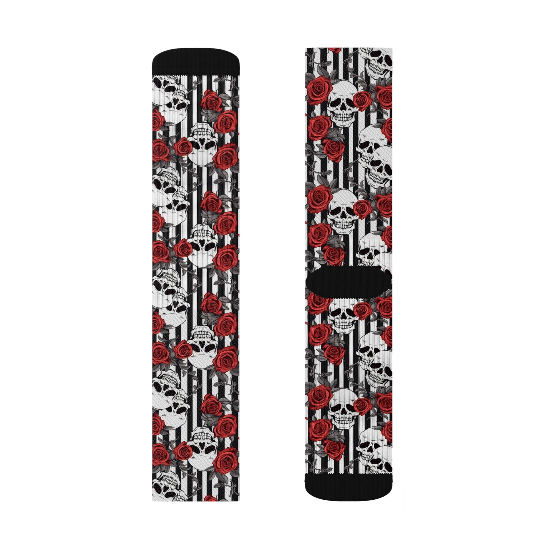 Striped Skulls and Roses Sublimation SocksAll Over PrintsVTZdesignsLAccessoriesAll Over PrintAOP