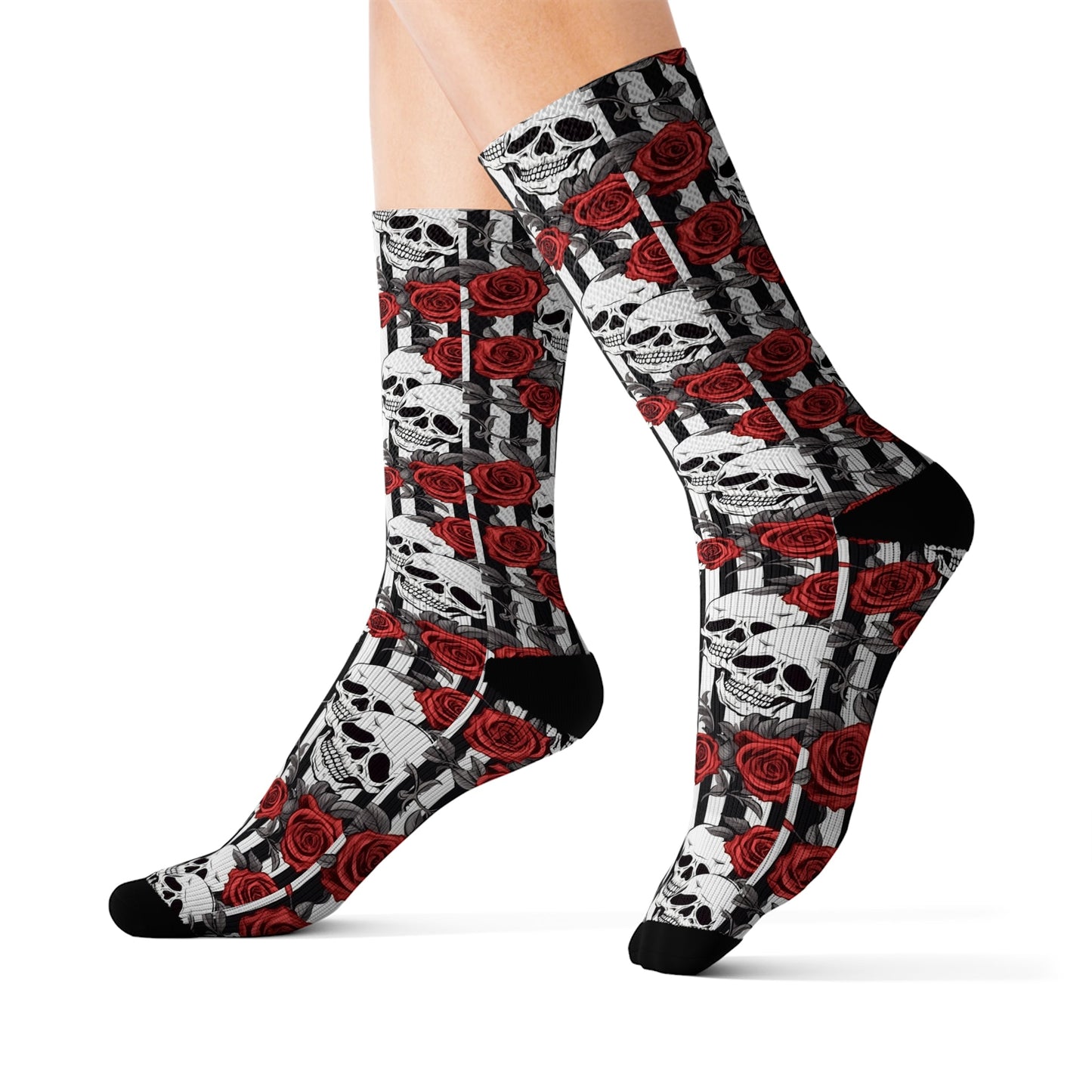 Striped Skulls and Roses Sublimation SocksAll Over PrintsVTZdesignsMAccessoriesAll Over PrintAOP