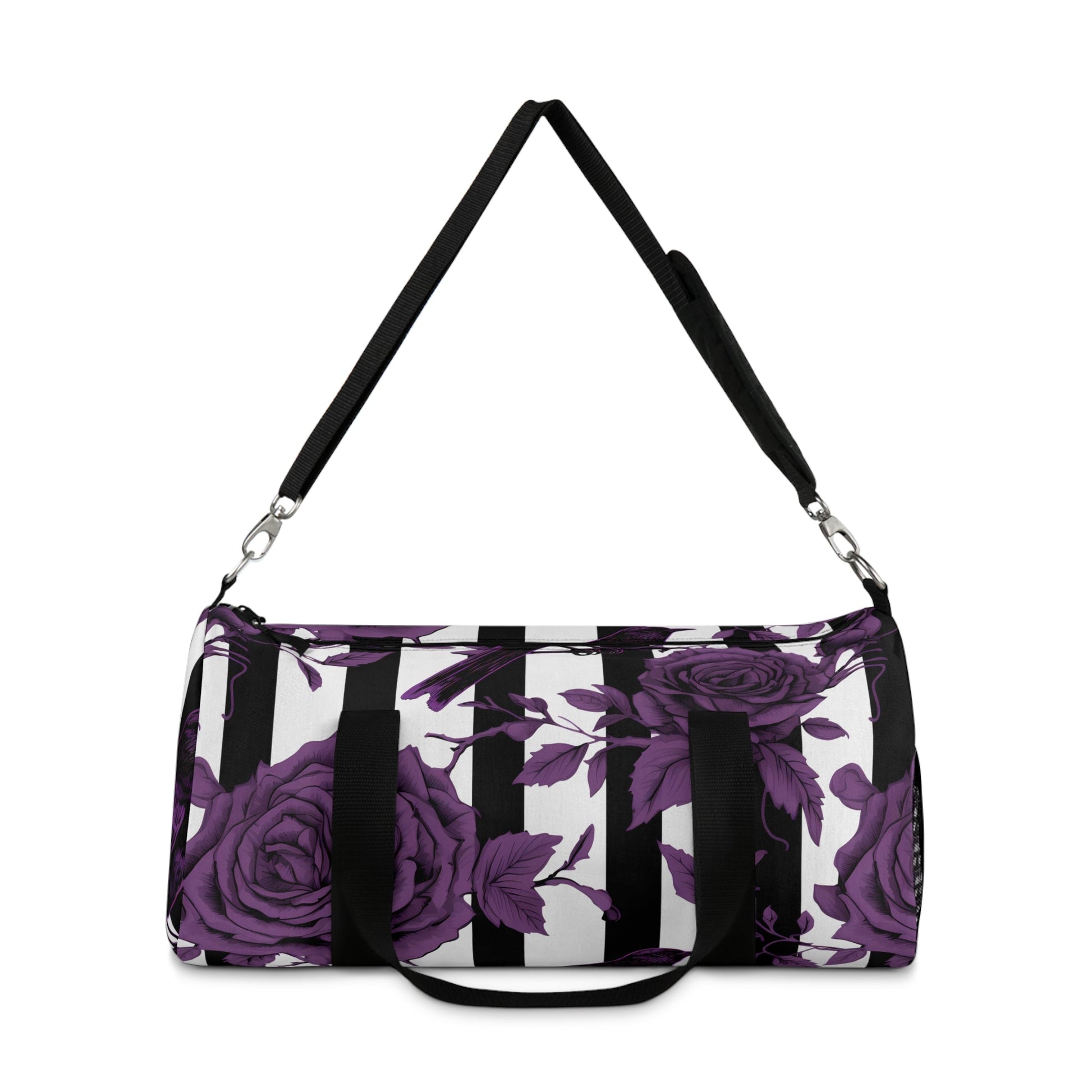 Stripes With Roses and Crows Duffle BagBagsVTZdesignsSmallAccessoriesAll Over PrintAOP