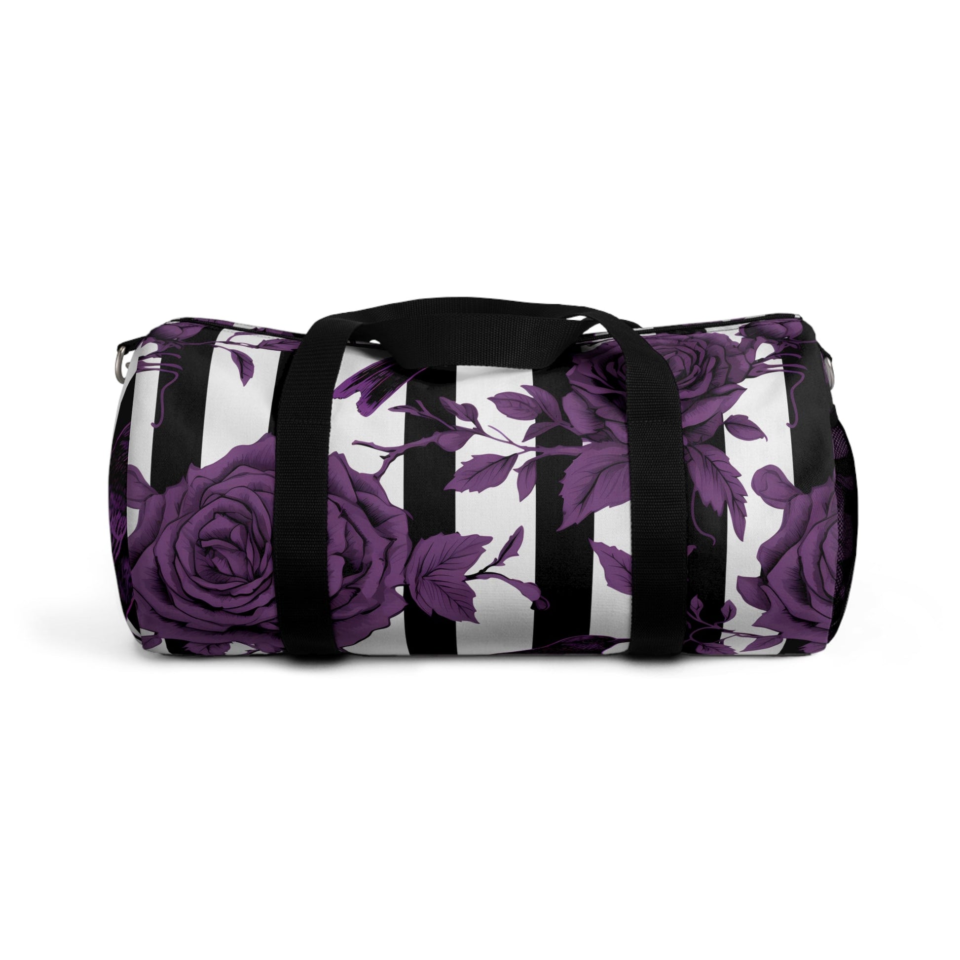 Stripes With Roses and Crows Duffle BagBagsVTZdesignsSmallAccessoriesAll Over PrintAOP