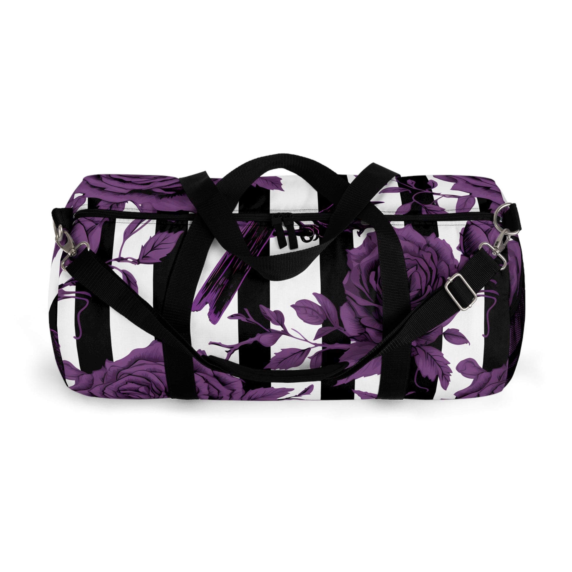 Stripes With Roses and Crows Duffle BagBagsVTZdesignsSmallAccessoriesAll Over PrintAOP