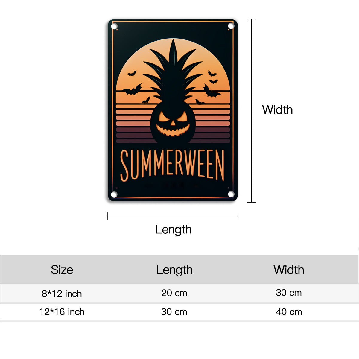 Summerween Pineapple Metal SignWall ArtVTZdesignsWhite12 × 16 InchArt & Wall Decorbatsgothic