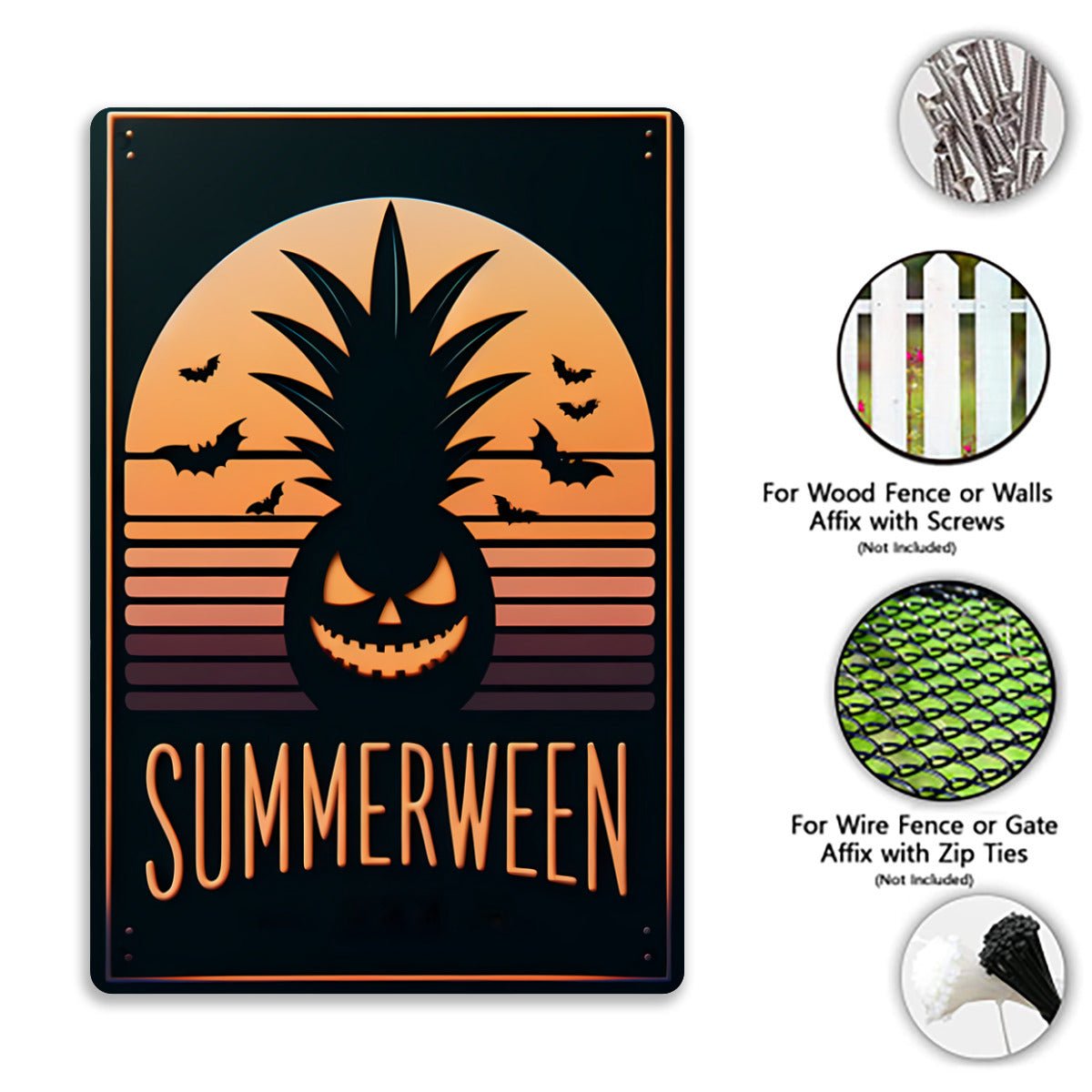 Summerween Pineapple Metal SignWall ArtVTZdesignsWhite12 × 16 InchArt & Wall Decorbatsgothic