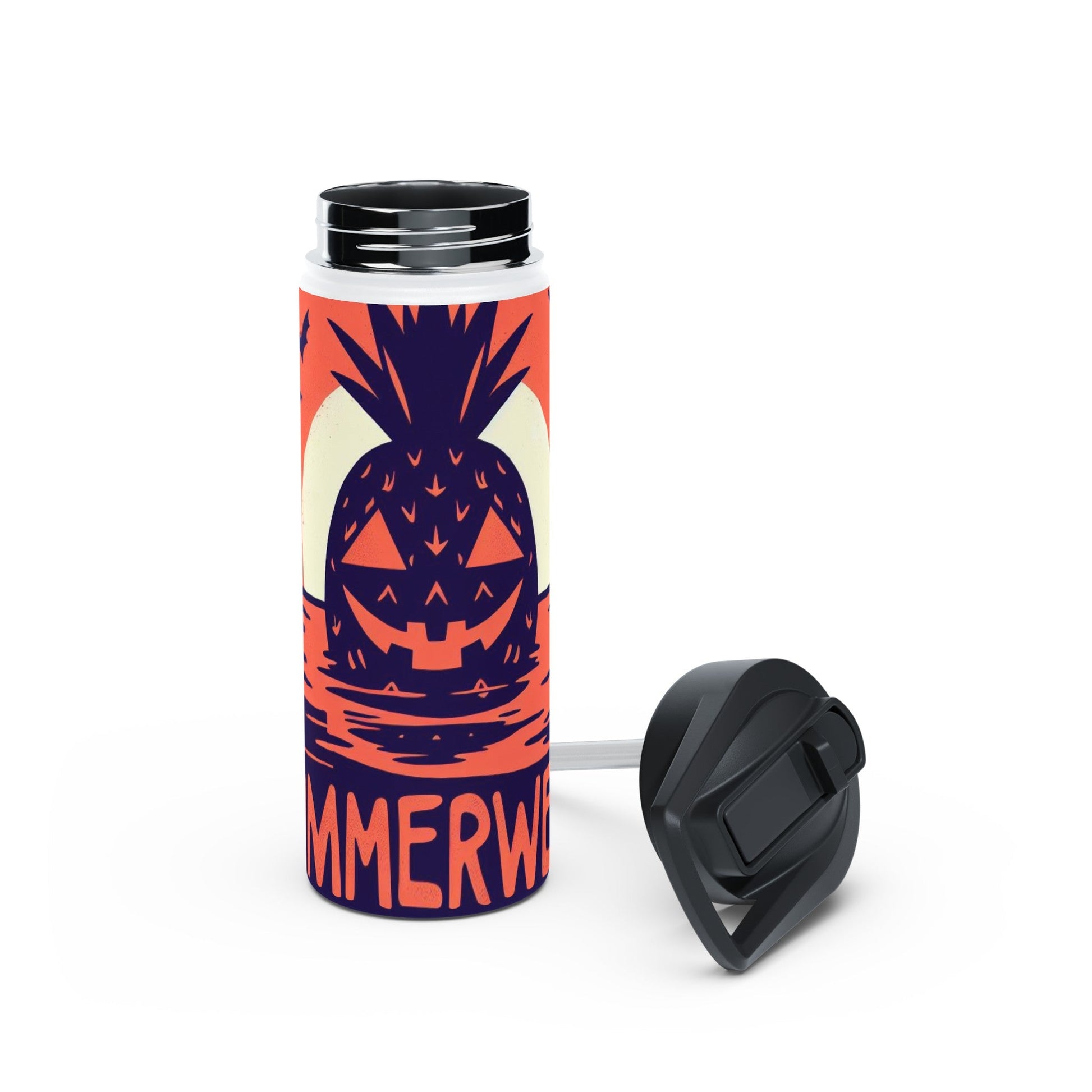 Summerween Pineapple Stainless Steel Water BottleMugVTZdesigns32ozWhiteBack - to - SchoolBeverageBottles