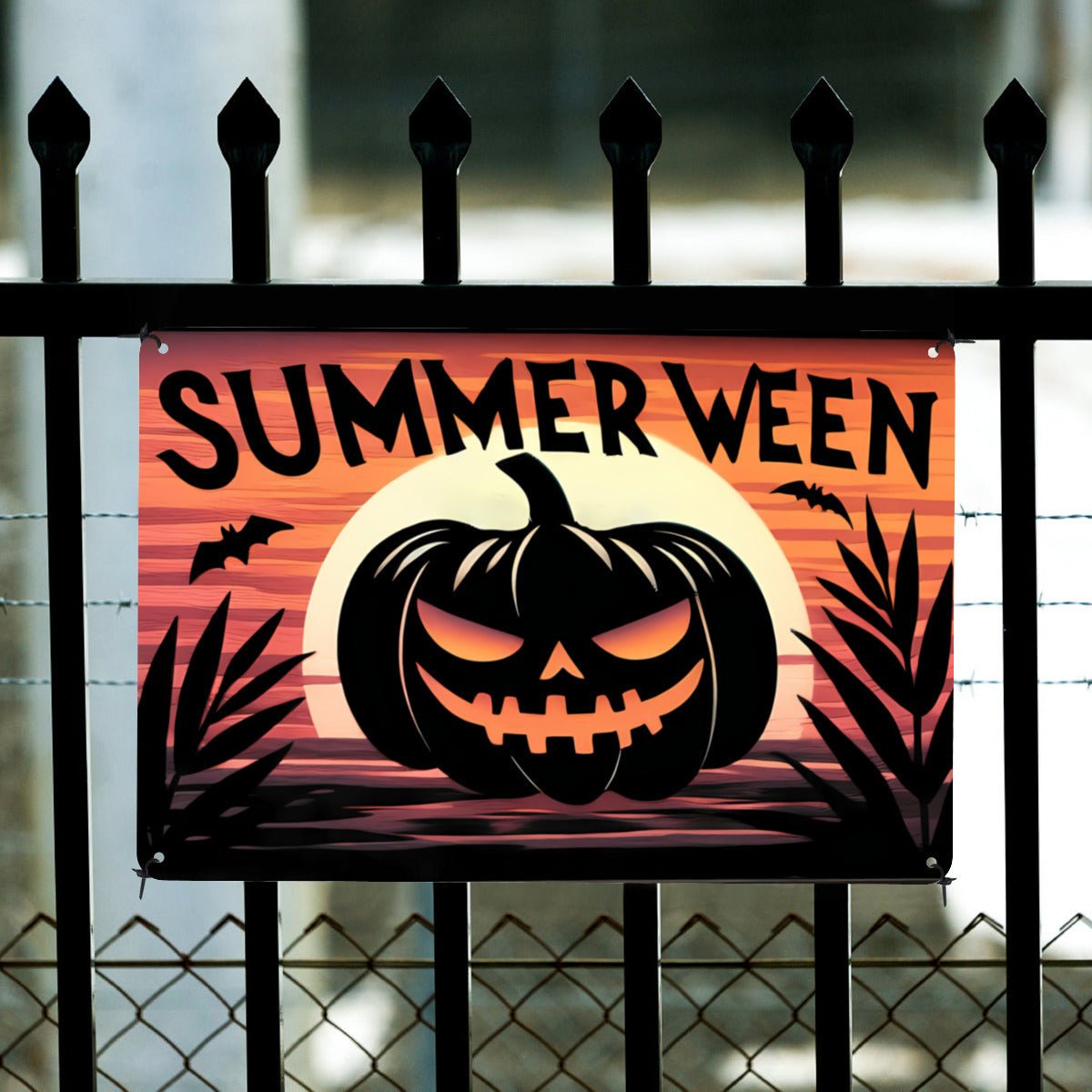 Summerween Pumpkin Metal SignHome DecorVTZdesignsWhite12 × 16 InchArt & Wall Decorgothicjack o lantern