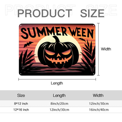 Summerween Pumpkin Metal SignHome DecorVTZdesignsWhite12 × 16 InchArt & Wall Decorgothicjack o lantern