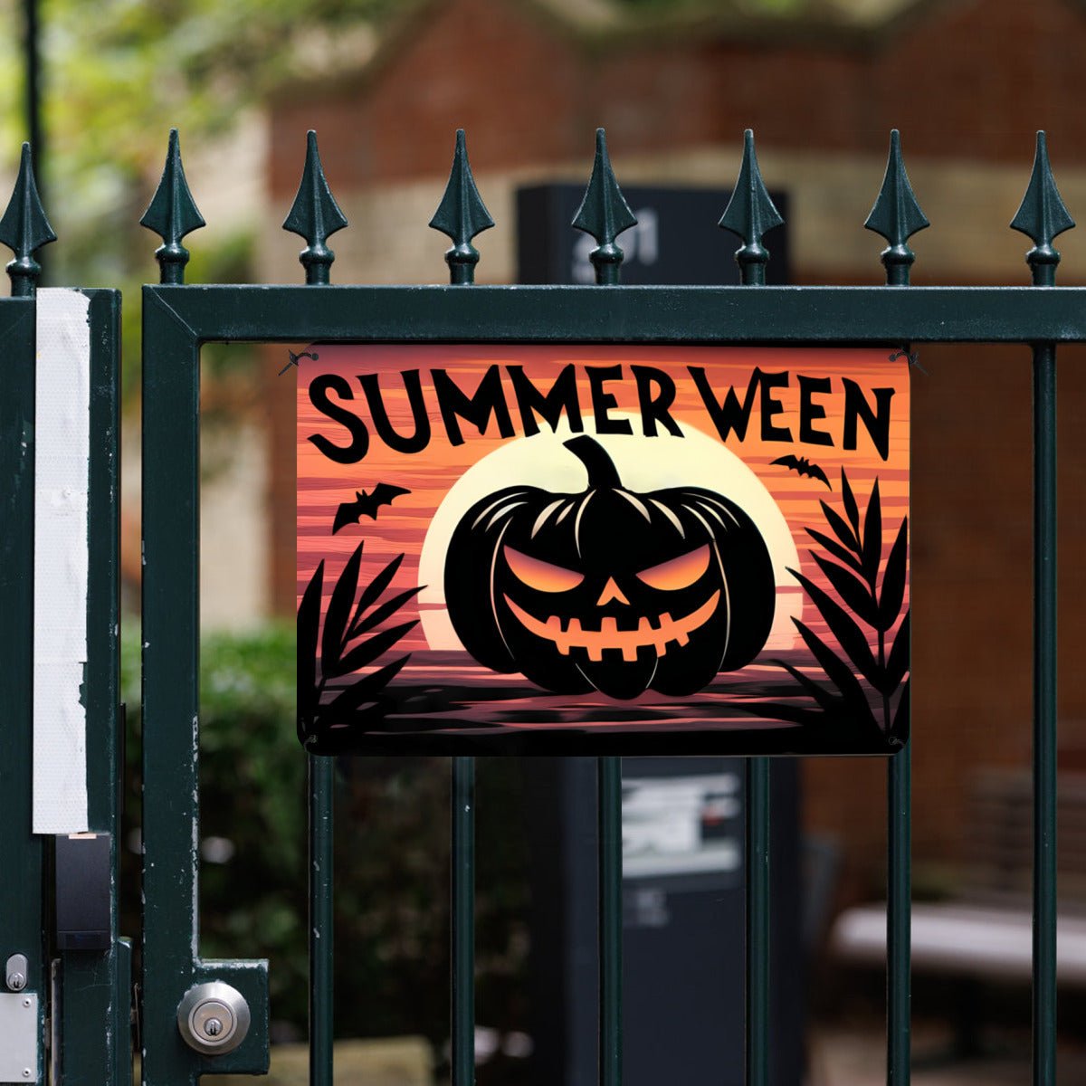 Summerween Pumpkin Metal SignHome DecorVTZdesignsWhite12 × 16 InchArt & Wall Decorgothicjack o lantern