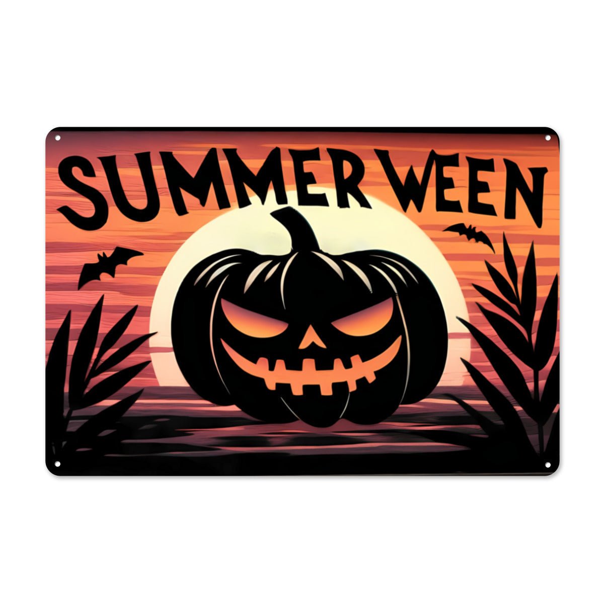Summerween Pumpkin Metal SignHome DecorVTZdesignsWhite12 × 16 InchArt & Wall Decorgothicjack o lantern