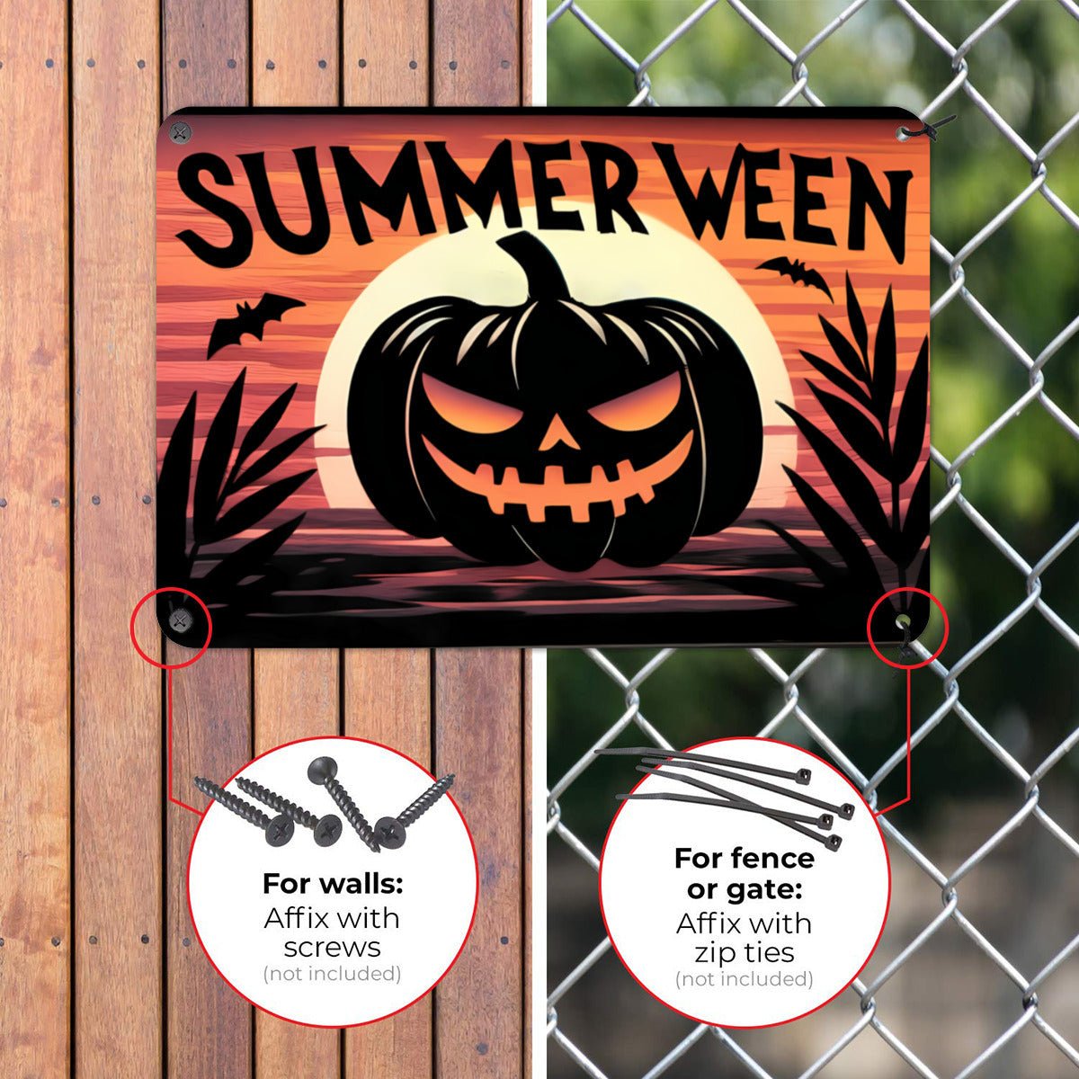 Summerween Pumpkin Metal SignHome DecorVTZdesignsWhite12 × 16 InchArt & Wall Decorgothicjack o lantern