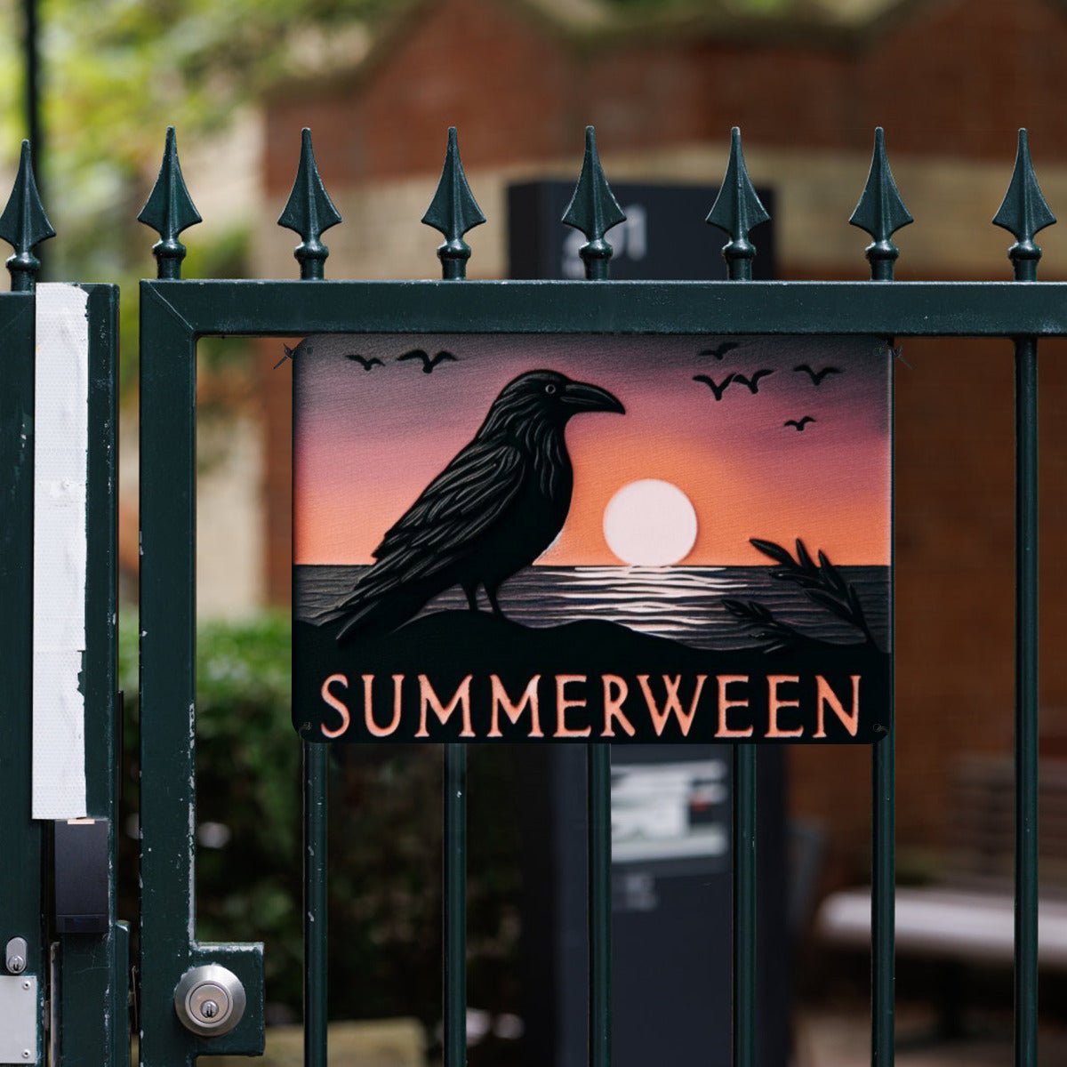 Summerween Raven Metal SignWall ArtVTZdesignsWhite12 × 16 InchArt & Wall Decorcrowgothic