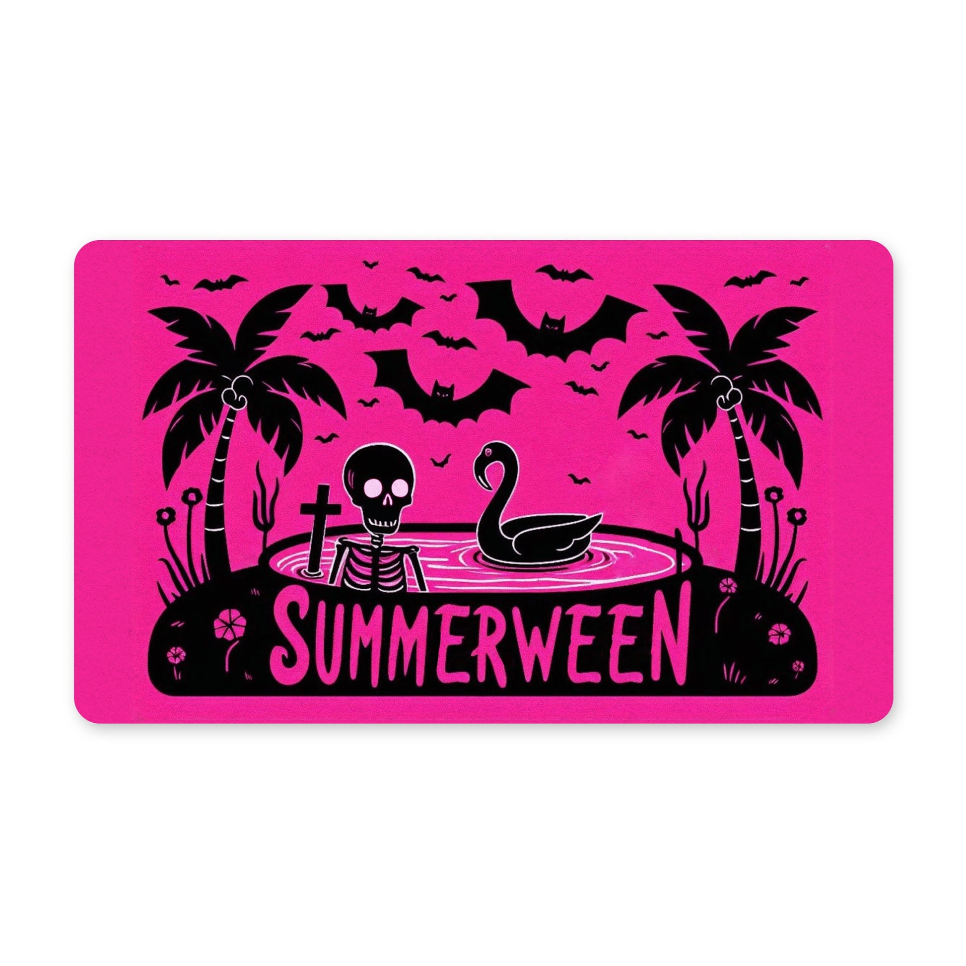 Summerween Rubber Doormatdoor matVTZdesigns30x18Whiteblackdoor matflamingo