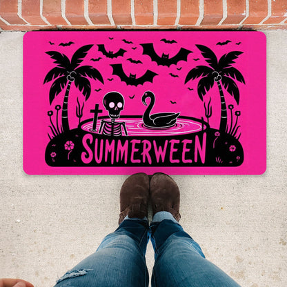 Summerween Rubber Doormatdoor matVTZdesigns30x18Whiteblackdoor matflamingo