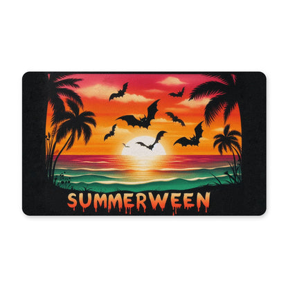 Summerween Sunset Bats Rubber DoormatVTZdesigns30x18Whitebatsbeachdoor mat