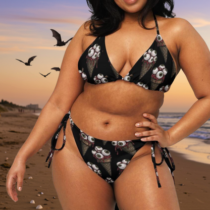 Dripping Ice Cream Cone Eyeballs String Bikini