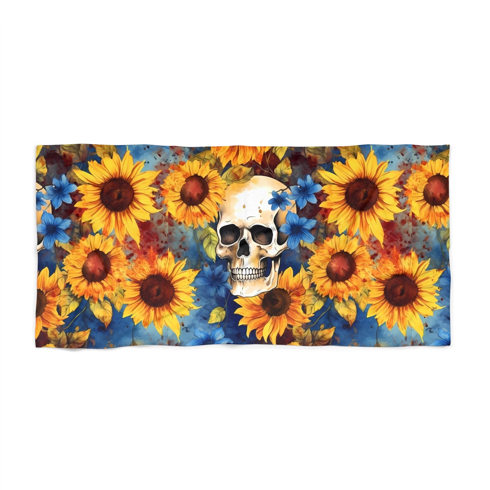Sunflower Skull Beach TowelHome DecorVTZdesigns36" × 72"BathBathroombeach