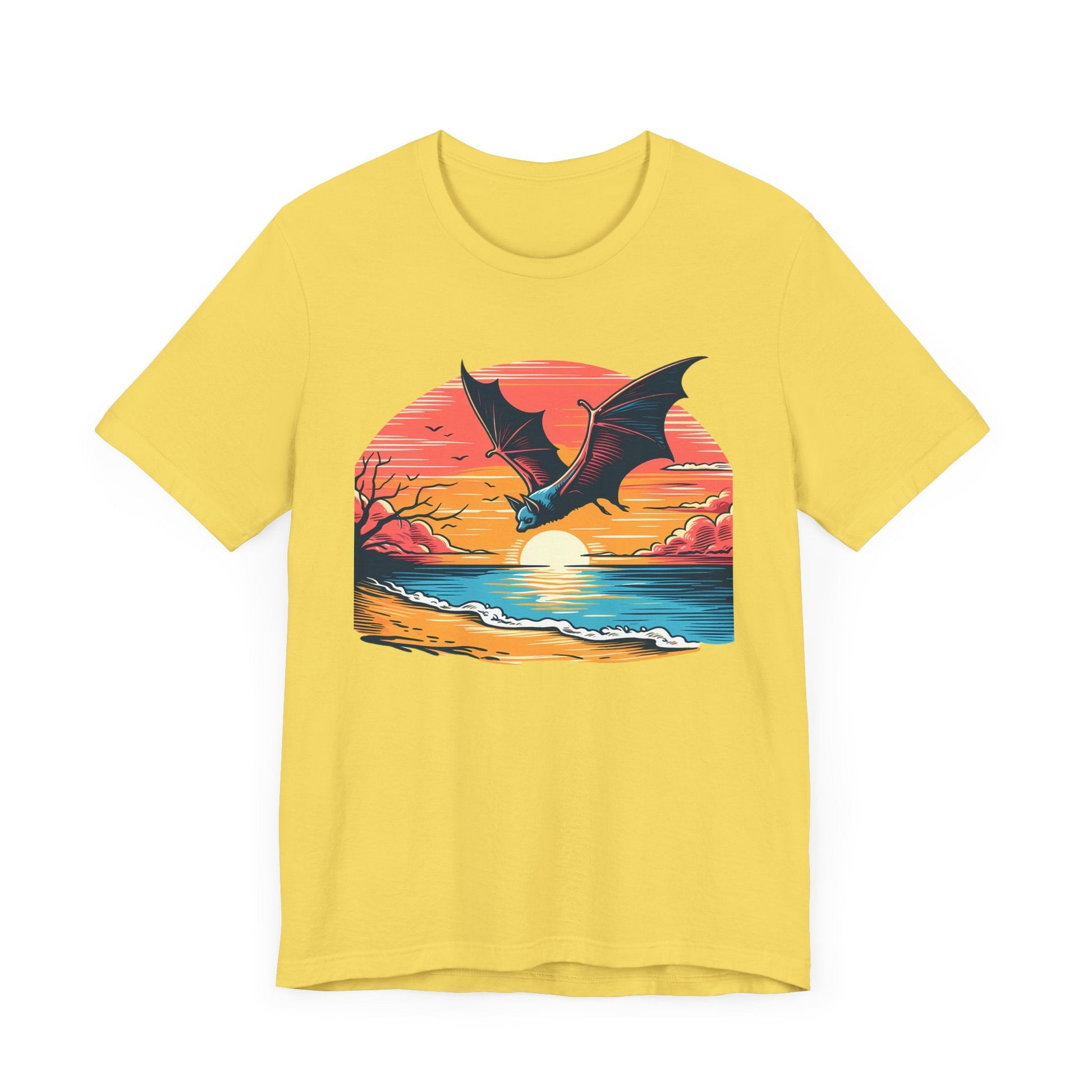 Sunset Bat Short Sleeve Tee ShirtT - ShirtVTZdesignsMaize YellowXSCottonCrew neckDTG