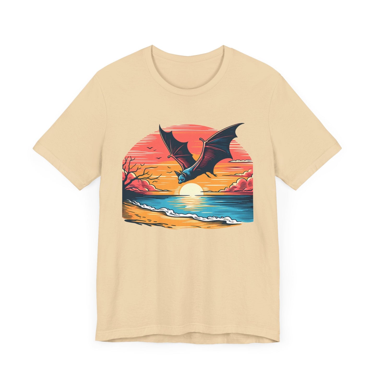 Sunset Bat Short Sleeve Tee ShirtT - ShirtVTZdesignsSoft CreamXSCottonCrew neckDTG