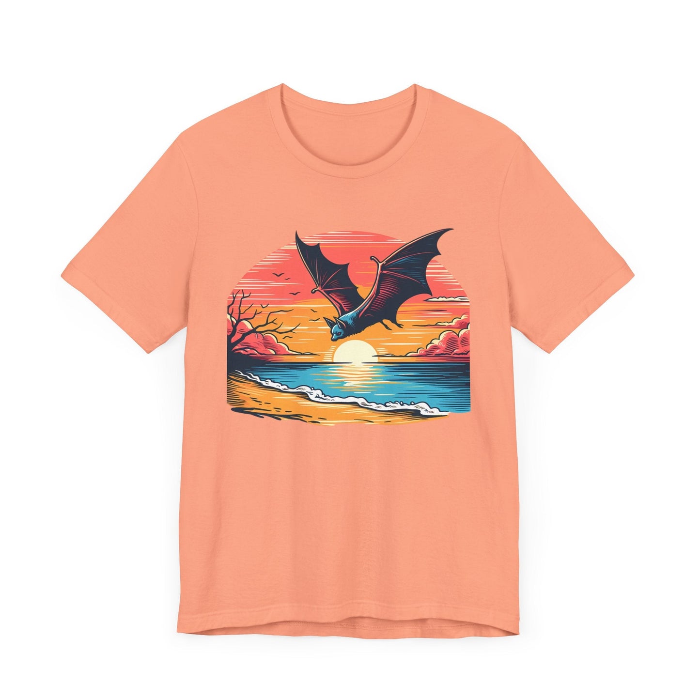 Sunset Bat Short Sleeve Tee ShirtT - ShirtVTZdesignsSunsetXSCottonCrew neckDTG